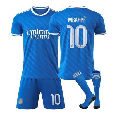 Gençler Çocuklar Yetişkinler Özel İsim Futbol Formaları 25/26 Real Madrid 2. Deplasman #10 Mbappé Spor Antrenman Forma Seti Çoraplı