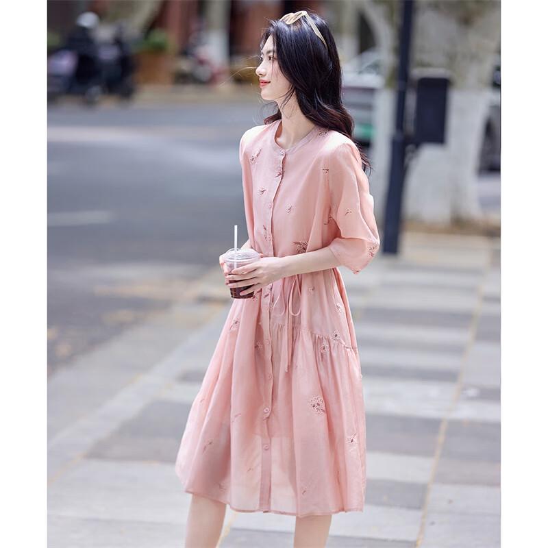 Shangjing Aurora-Style Lyocell Blend A-Line Midi Dress