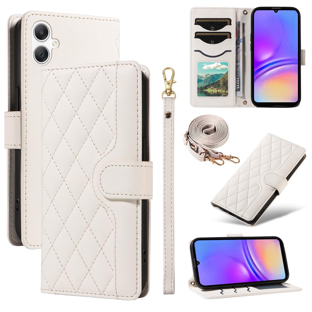 For Samsung Galaxy A07 4G/A06 4G/A06 5G Wallet Case Rhombus Leather Phone Cover with Strap