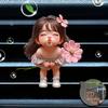 2D Platte Acryl Meisje met Roze Chrysant Geurloze Auto Ventilatierooster Diffuser Clip Met Dubbele Geurloze Sponsjes Auto Accessoire