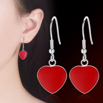 Trendy Fashion Big Red Heart Earrings Women's Simple Cute Sweet Exaggerating Heart-Shaped Eardrops All-Match Earrings