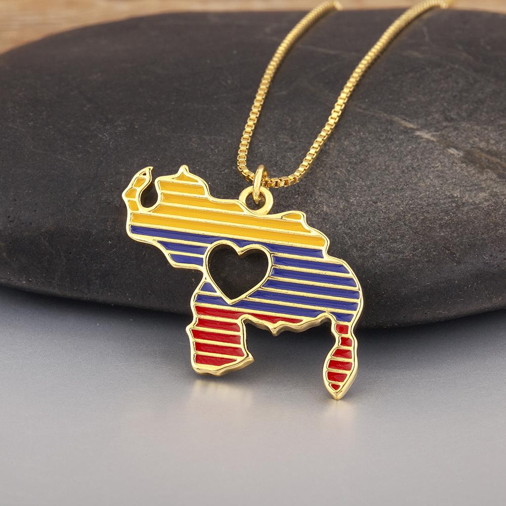 

Nidin New Popular 5 Styles Venezuela Map Zircon Fine Pendant Necklace For Women Men Fashion Jewelry Wholesale Party Gifts