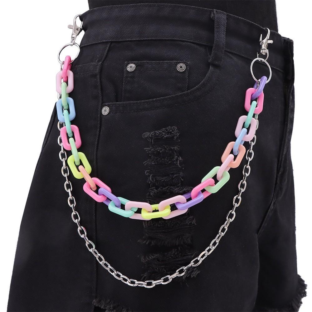 Punk Colorful Star Acrylic Belt Chain For Youth Men Women Summer Fashion Jewelry