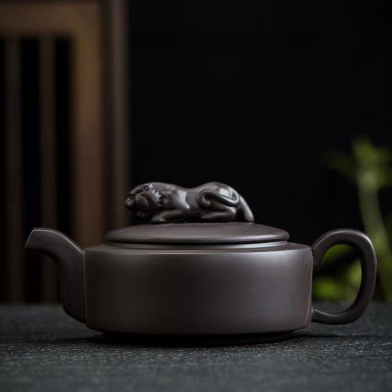 220ML Dragon Tiger Yixing Purple Clay Pot Household Chinese Dragon and Phoenix Tea Color Changing Tea Pot and Tea Set Upon Heat
