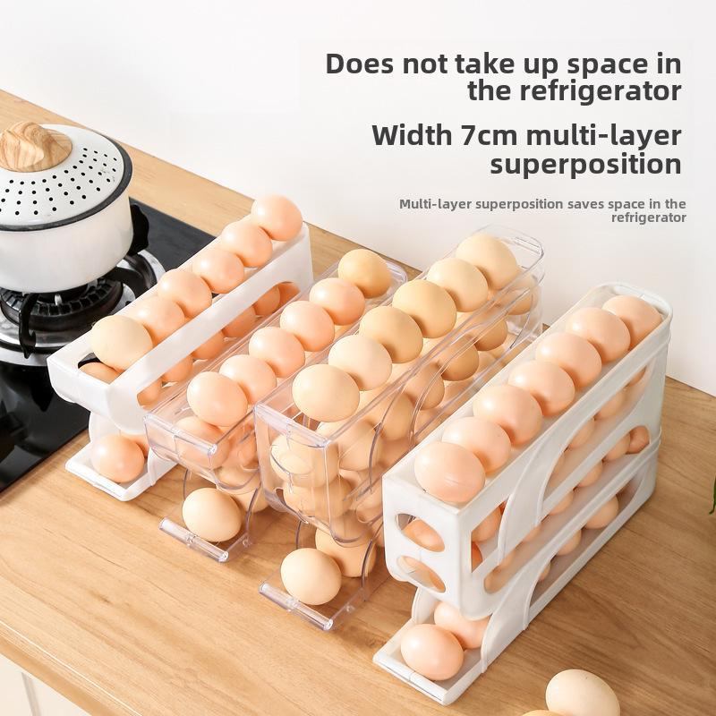 Automatic Egg Storage Rack for 30 Eggs - Refrigerator Door Organizer