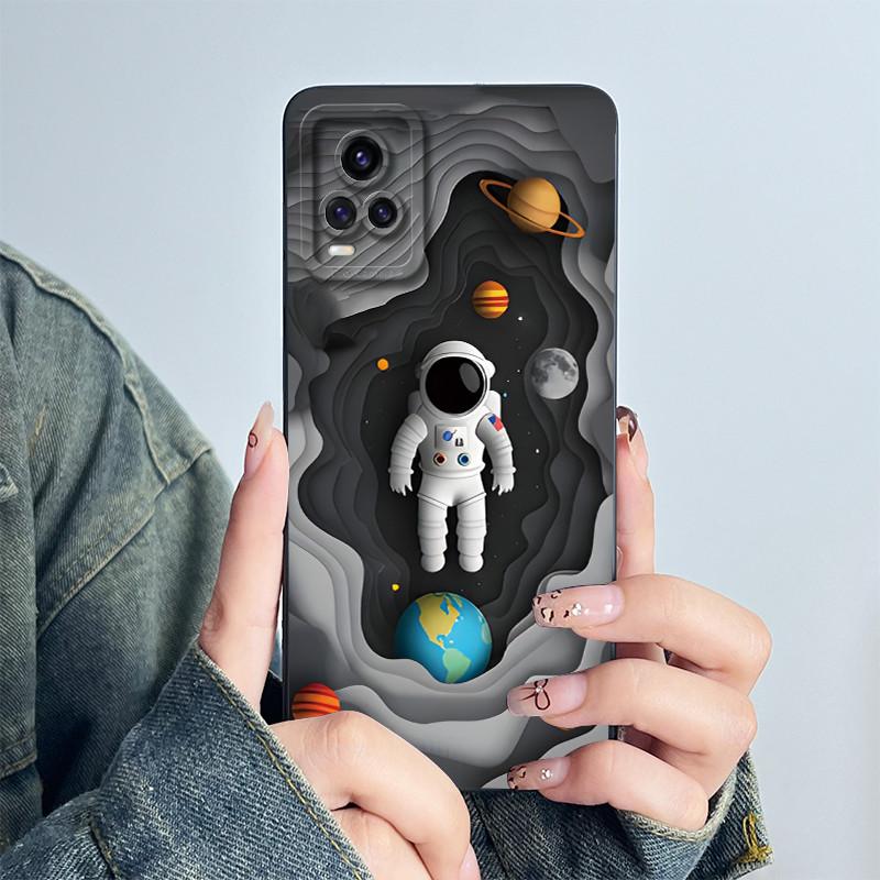 For Vivo V20 Phone Case Cute Astronaut Soft Silicone Lens Protective Back Cover for VivoV20 V2024 V2025 Coque Vivo v 20 Shells