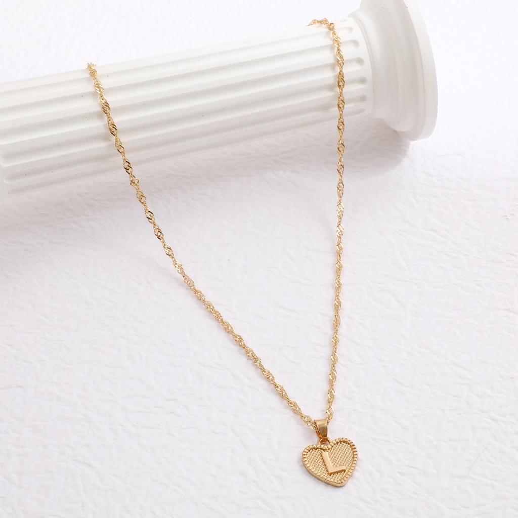 Handmade Love Letter Pendant Necklace - Heart & Water Wave Chain Design
