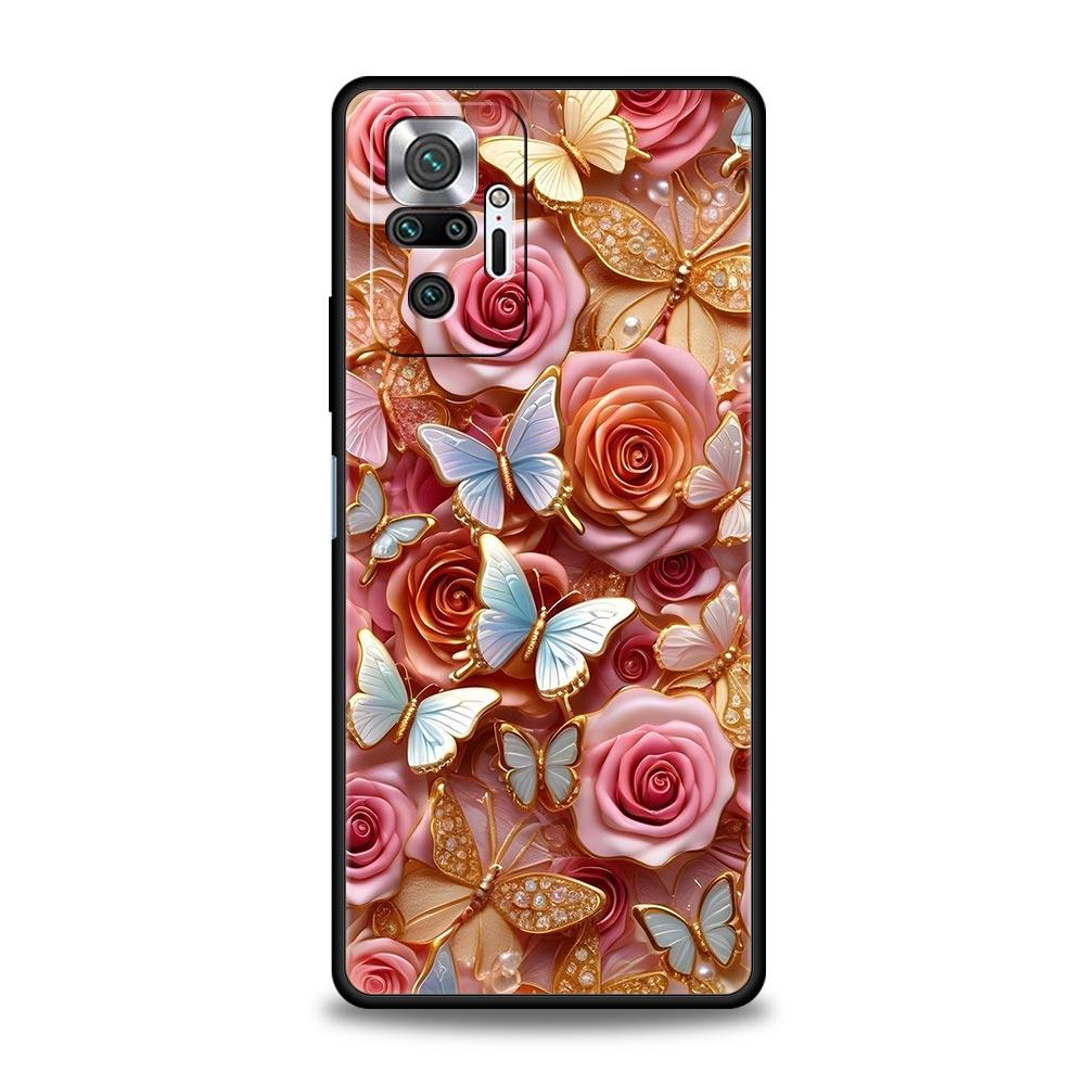 

Fashionable Butterfly Flower Pattern Phone Case Cover for Redmi 14C 10C Note 15 14 13 12 10 11 K40 Pro Plus 5G Soft TPU Shell Redmi 12