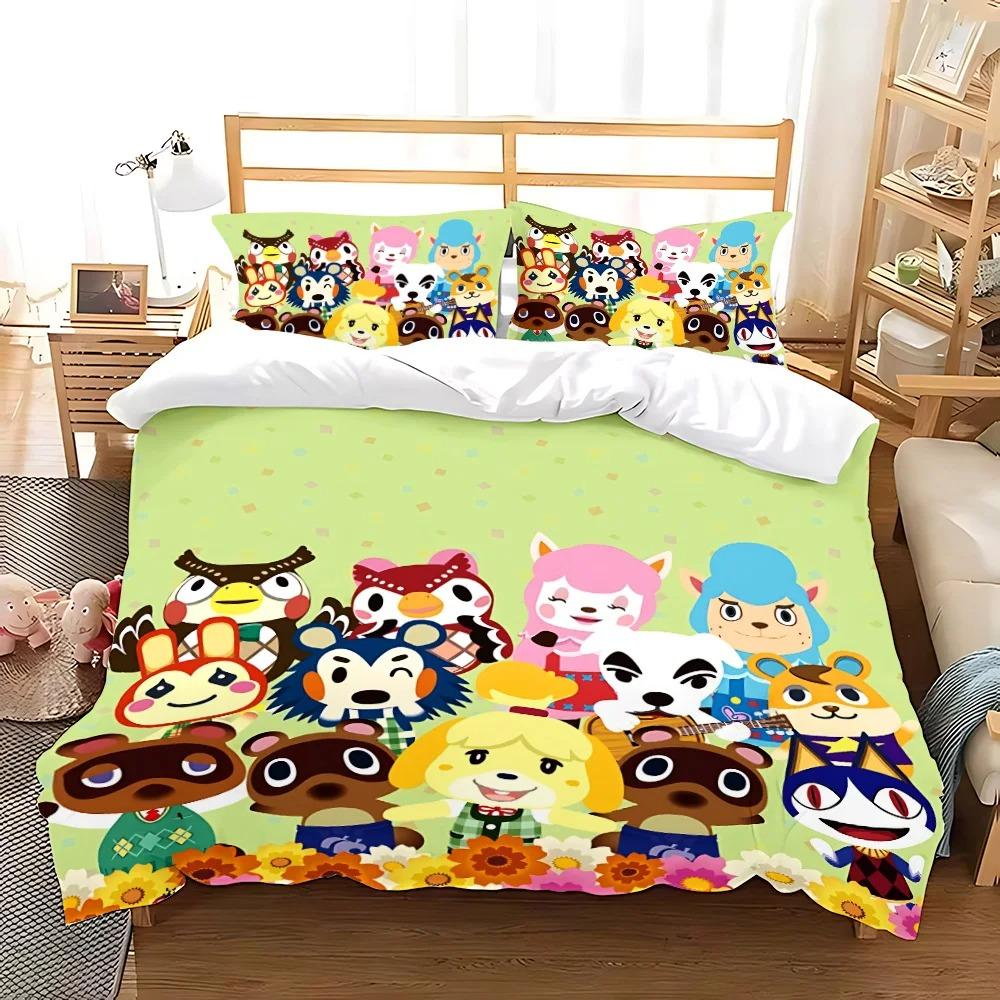 Cartoon Duvet Cover Pillowcase Animal Crossing Bedding Set Boys Girls Bedroom Decoration kids Gift Single Double King Size