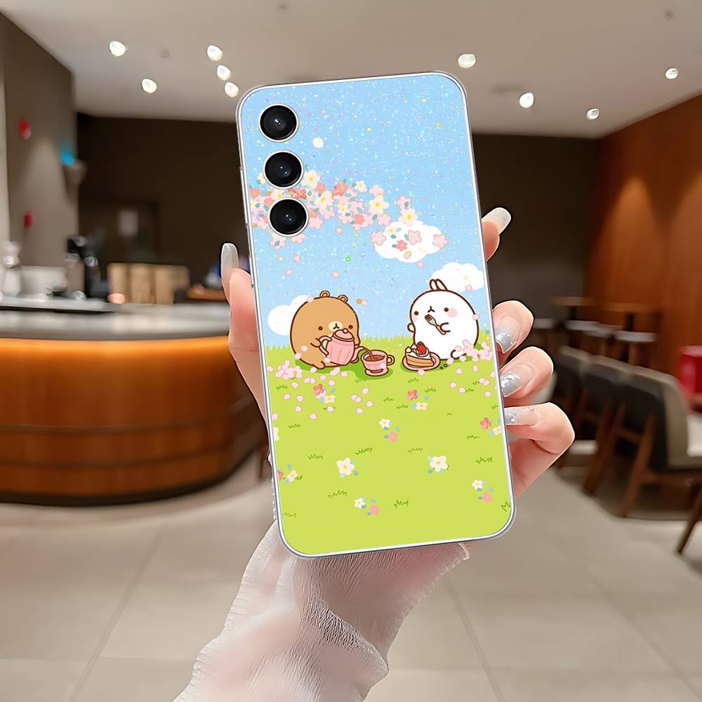 Cute H-Molang-S Phone Case For Samsung Galaxy A52 A12 A51 S21 Edge S22ULTRA S23 S24 S20LITE Plus Ultra Transparent Cover