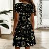 Plus Size Ladies V Neck Short Sleeve Dress Abstract Printed Loose Casual Dress For Summer Holiday Outfit