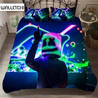 DJ Lovers Marshmello Hip Pop Music EDM Mosaic DJ Bedding Set Boys Girls Twin Queen Size Duvet Cover Pillowcase Bed Kids Adult