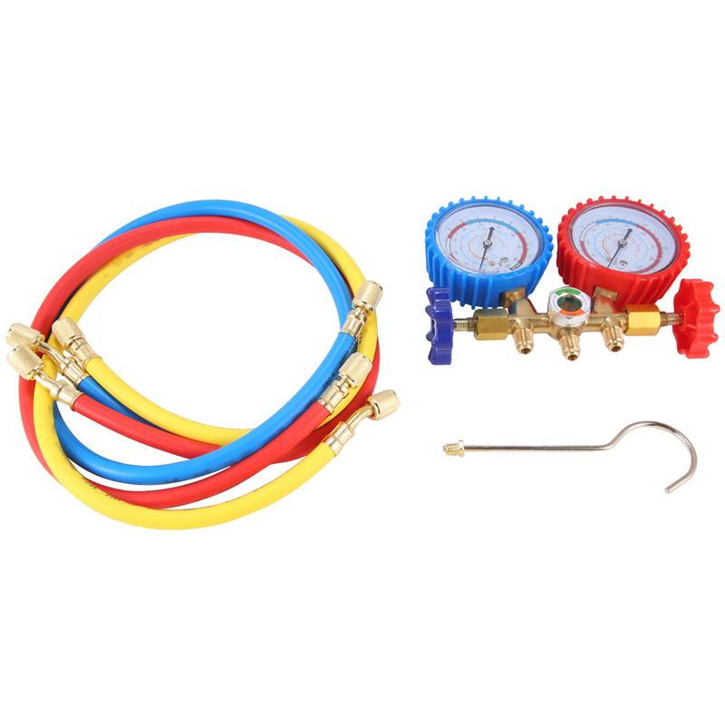 Manifold Gauge Set, 3 Way AC Diagnostic Manifold Gauge Set For R410A/R22/R134A/R404A Refrigerant,Automotive AC Manifold-A99D