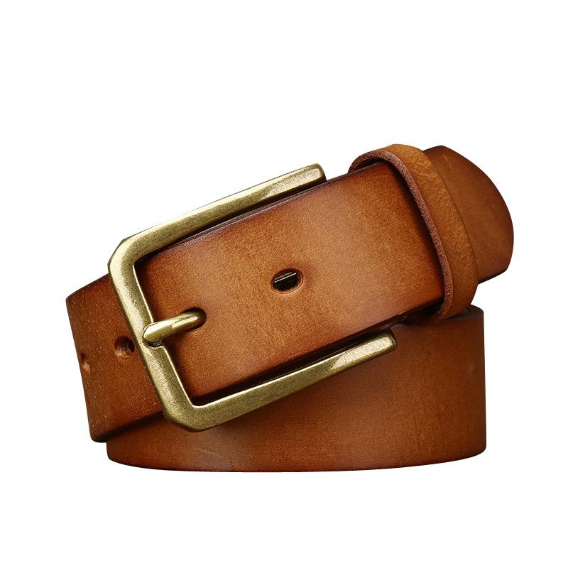 Belt Men's First Layer Cowhide Leather Pin Buckle Belt Men's Casual All-Match Young and Middle-Aged Korean Style Trendy Pant Belt