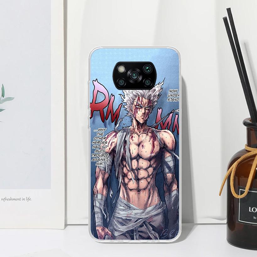 

One P-Punch-Man Garou Phone Case For Xiaomi Poco X7 X6 X5 M7 M8 Pro F7 Ultra Redmi 15C 15 13C 13 12C 12 10 10C 10A Art Fundas Po Xiaomi Poco X6