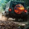 A Set Of Polyester Tire Covers For Desert Sunrises, Suitable For Jeep Tires, Available In Four Stretch Sizes, Ideal For Road Tri