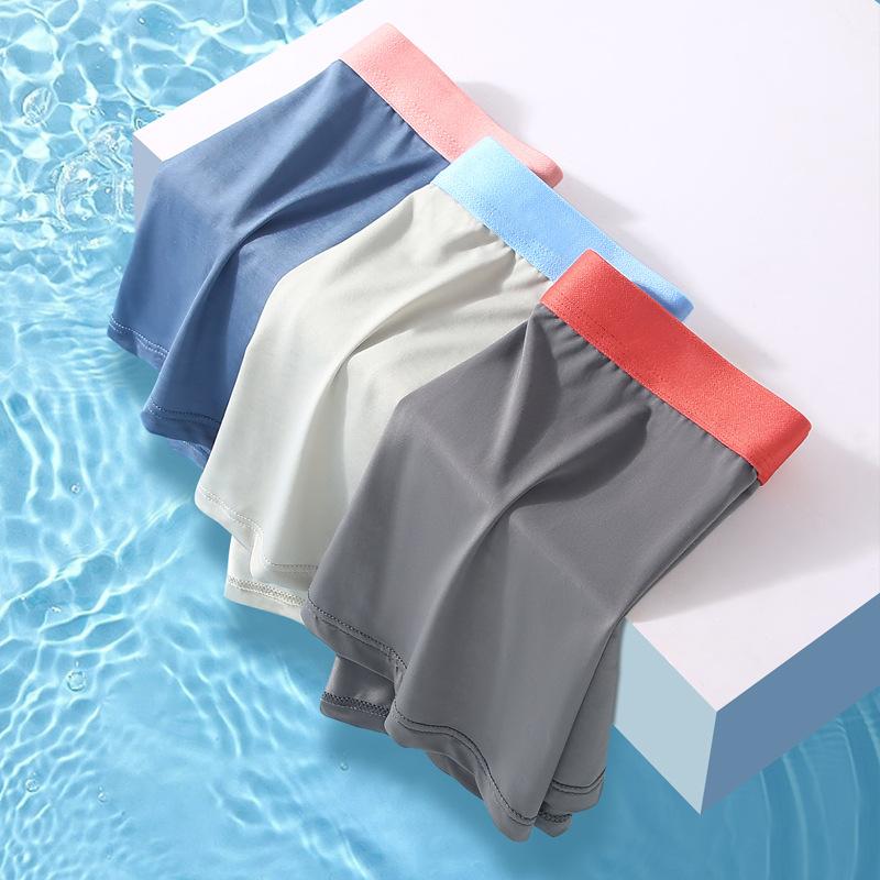 6 PCS Men's Underwear Men's Ice Silk Seamless Boxers Antibacterial and Breathable Teen Boys' Boxer Pants Short Pants Summer Thin Boxers
