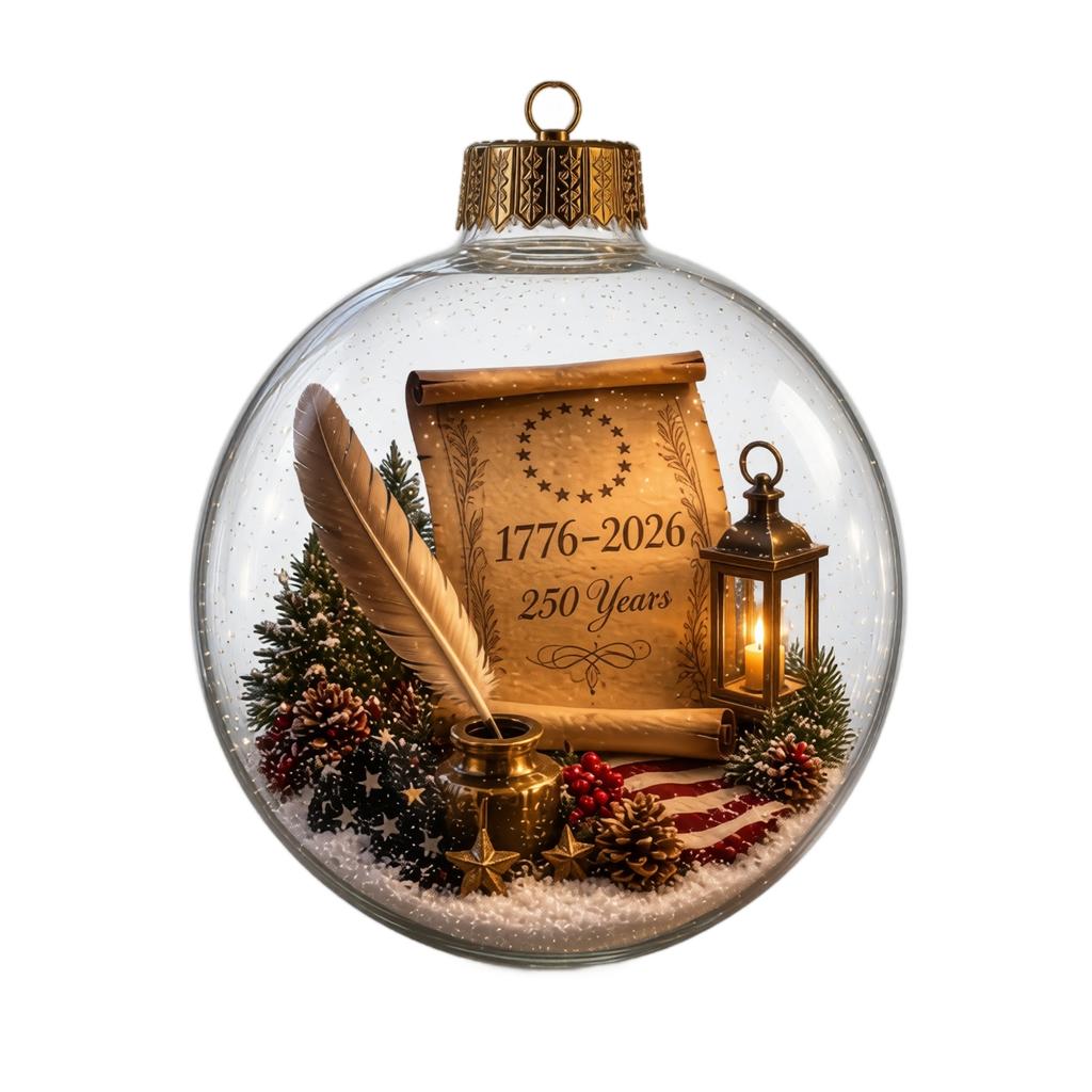 0th Anniversary Christmas Ornament - US Founding Commemorative Holiday Decoration for Patriotic Home & Christmas Tree