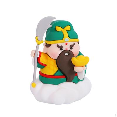 Chinese Lucky God Figurine Cartoon Statue Cute of Fortune Tabletop Ornament Small Sculpture for