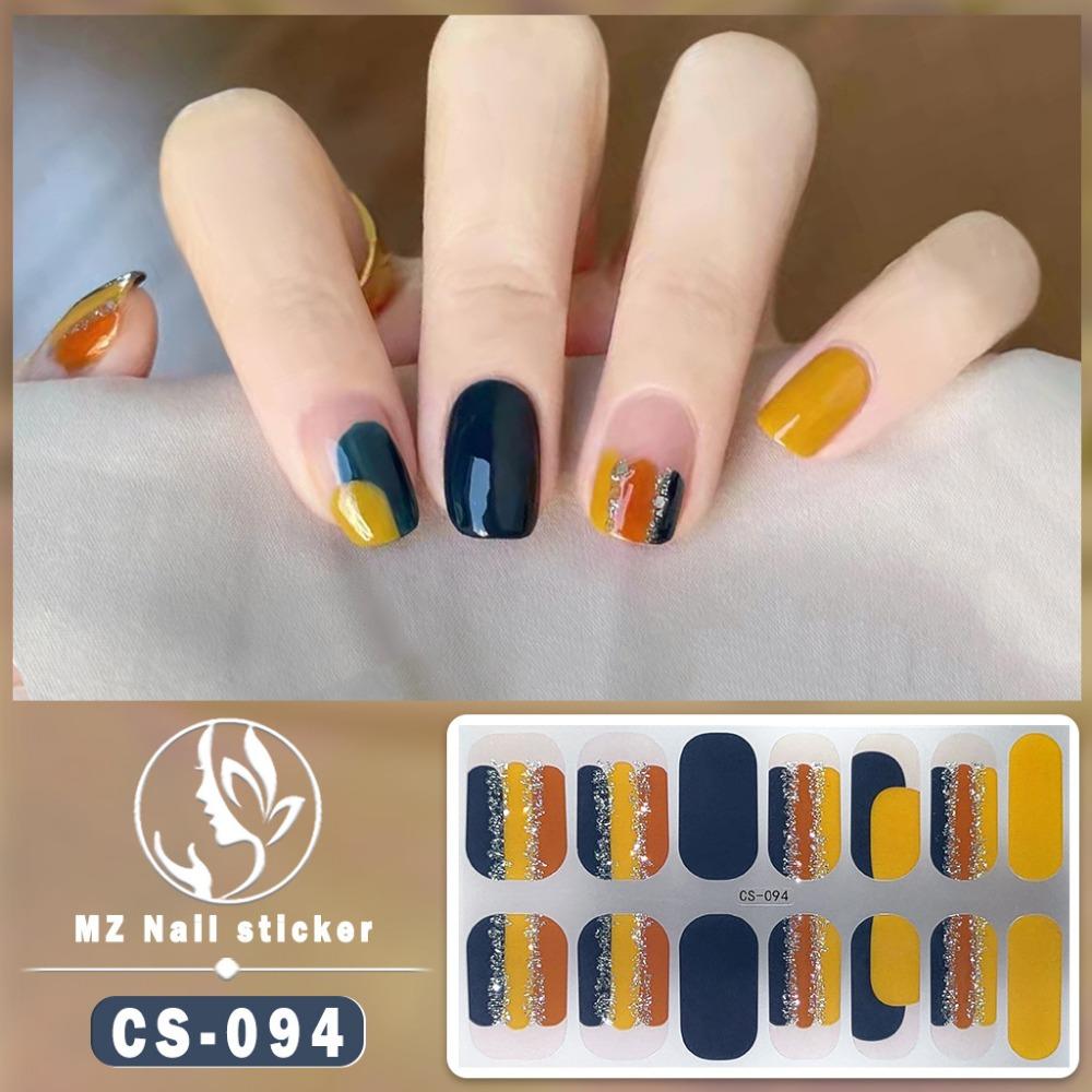 New type of bake-free gel nail polish film, full sticker, plaid spring and summer flower nail art film, nail film, waterproof paper patch