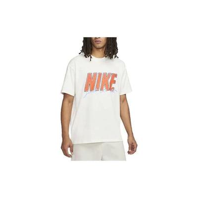 Letter Print Crew Neck Straight T-Shirt Men Tops White DO6368-133