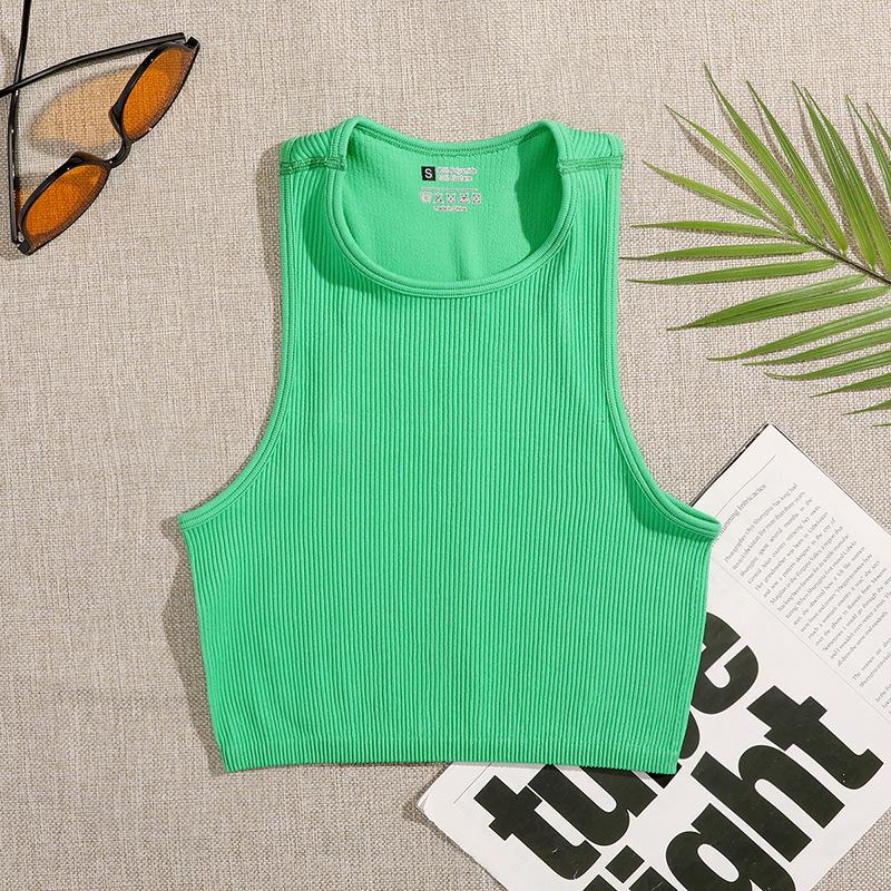 Ribbed Quick-Dry Yoga & Running Sports Bra - Skin-Friendly Nude Finish