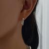 My Omelet [92.5 Silver] Ellipse Flat One-Touch Earrings