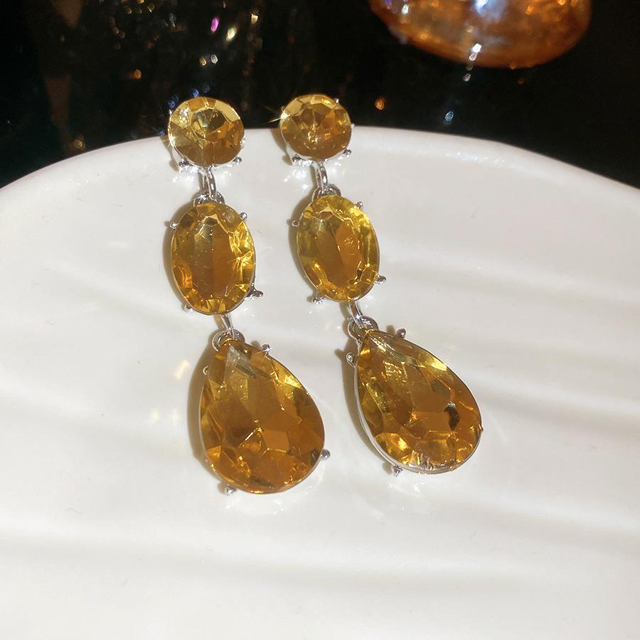 

Silver Needle Diamond Rhombus Tassel Earrings Light Luxury Premium Earrings European and American Retro Personality Design Earrings