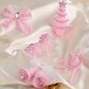 Pink Glitter Christmas Ornaments Acrylic Bow/Bell/Tree/Ballerina Hanging Decorations for Xmas Tree Holiday