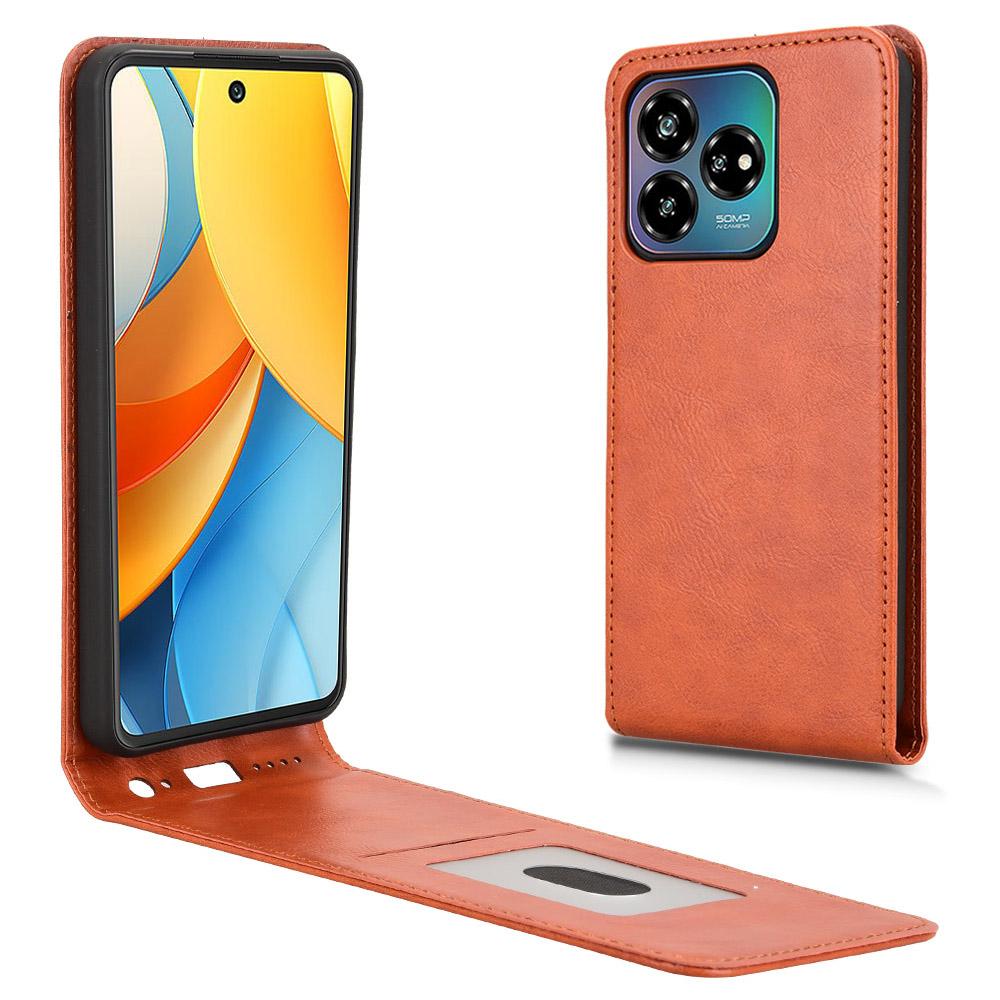 

Leather Case For ZTE Axon 60 Lite/Blade V60 Design/Blade V60 Vita with Card Slot Magnetic Vertical Flip Phone Cover Orange