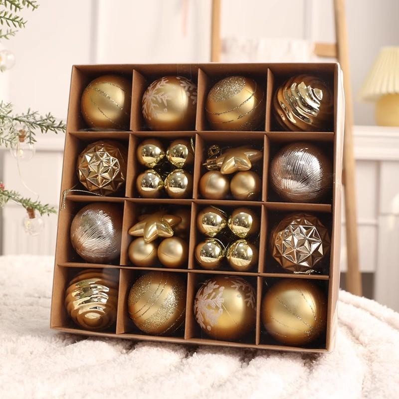 Christmas Ornament Set With Red Green Gray Baubles 6cm 3cm Hanging Decor Tree Home Festive Party Decoration