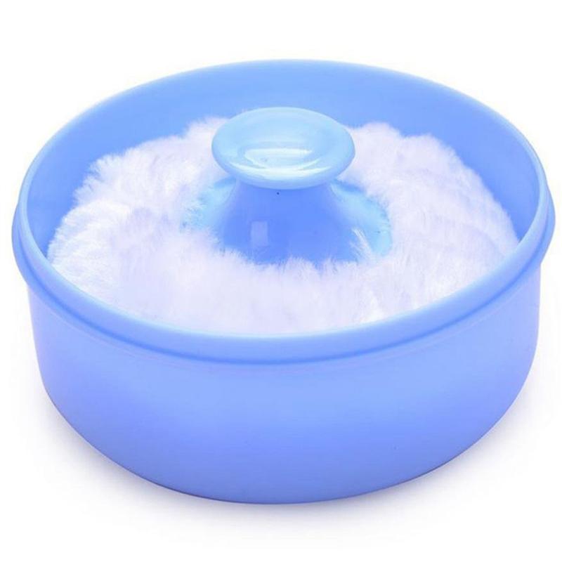 A71Z 2X Baby Soft Face Body Cosmetic Powder Puff Sponge Box Case Container (Blue)