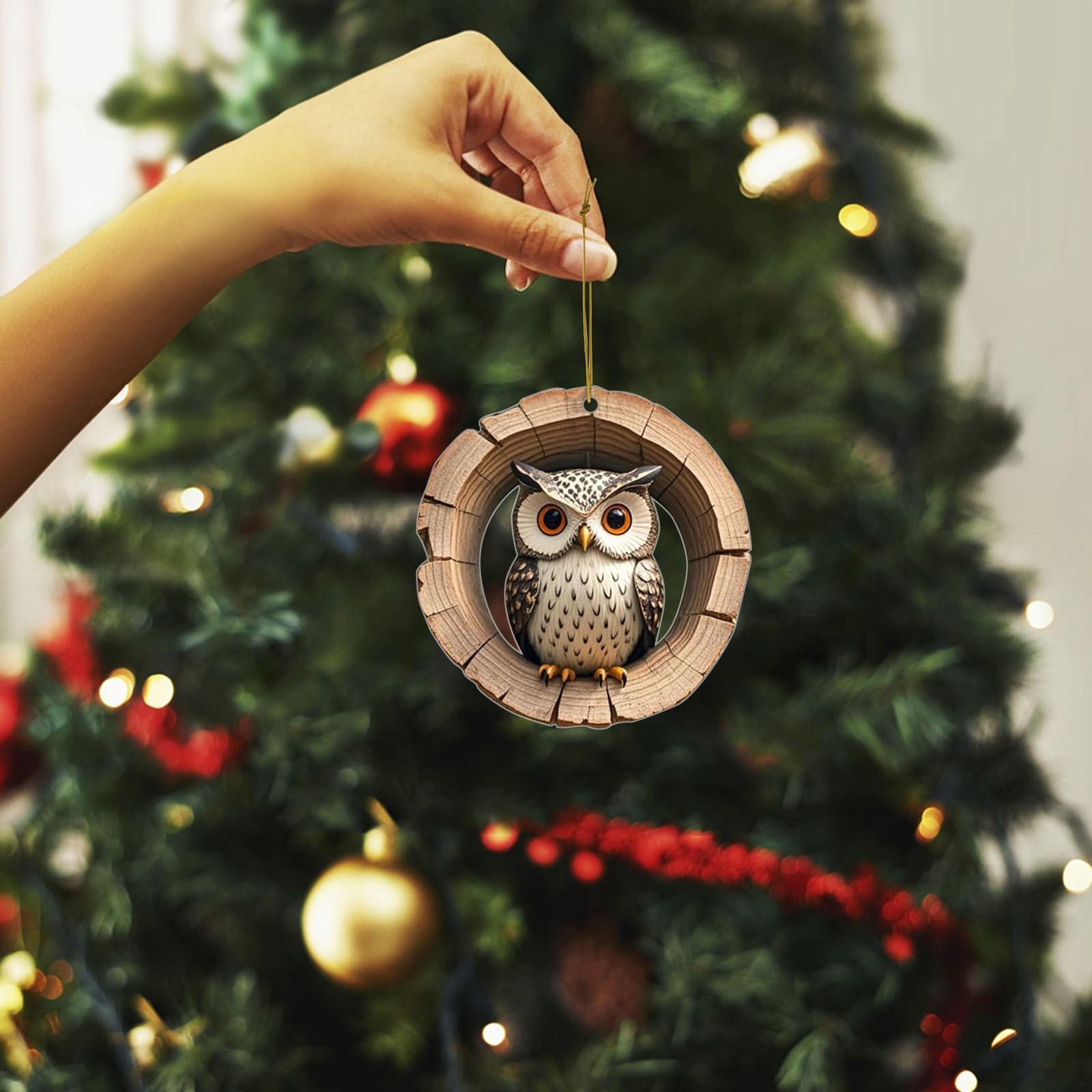 2d Tier Weihnachtsbaum Ornamente Weihnachtsbaum Tiermuster Acryl Ornament Waldtier Dekoration Stained Glass Hummingbird Ornament One Size