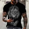 2021 Summer Men Tee 3D Printing Hot Cartoon Animal Lion Pattern T-shirt Casual Street Trend Short-Sleeved Loose Oversized Top