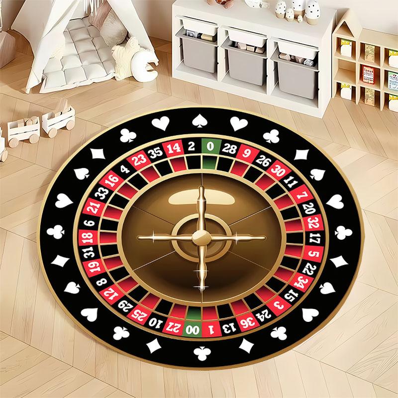 Roulette-Themen-Rundteppich für Spielzimmer, runder Teppich für Zuhause, Sofa, Schlafzimmer, Geschenk