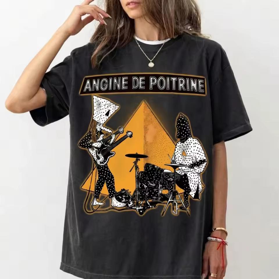 Angine De Poitrine Band Graphic 2026 Men T-Shirt Unisex 100% Cotton O-Neck Short Sleeve Y2k Oversized Popular Tee Women Tops