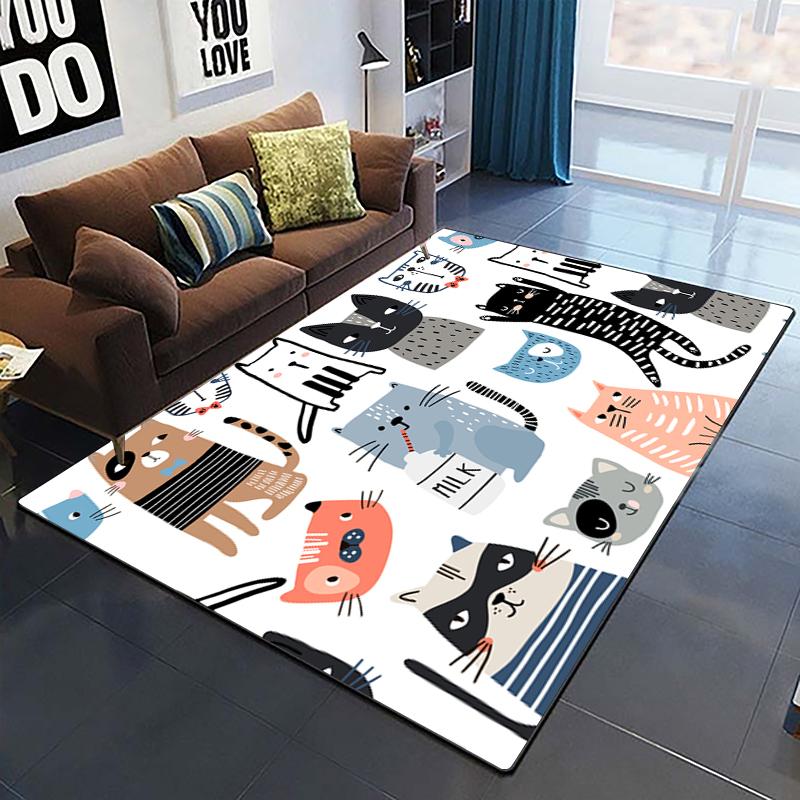 Cute Cat Carpet Yoga Living Room Children's Crawling Mat Picnic Mat Kawaii Rug Doormat Area Rug Games Area Washroom Floor Mat