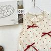 Girls' Red Polka Dot Bow Plaid Sleeveless Dress - New Summer 2026 Princess Style