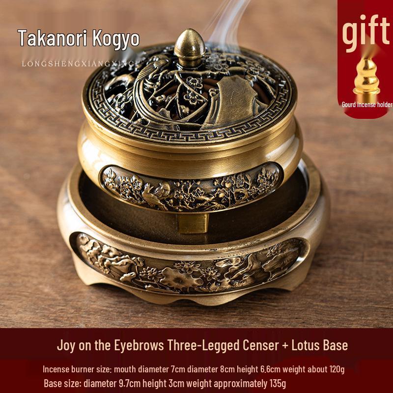 Antique Bronze Incense Burner for Indoor Use - Three-Legged Chinese Zen Aloeswood & Sandalwood Burner for Tea Ceremony & Aromatherapy.