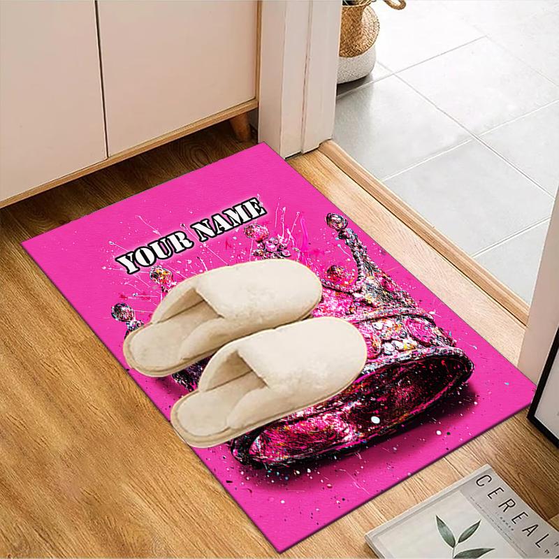 1PC Custom Name Royal Crown Theme Floor Mat Ideal for Living Room, Game Rooms, Office, Bedroom Floor Mat Playful Design