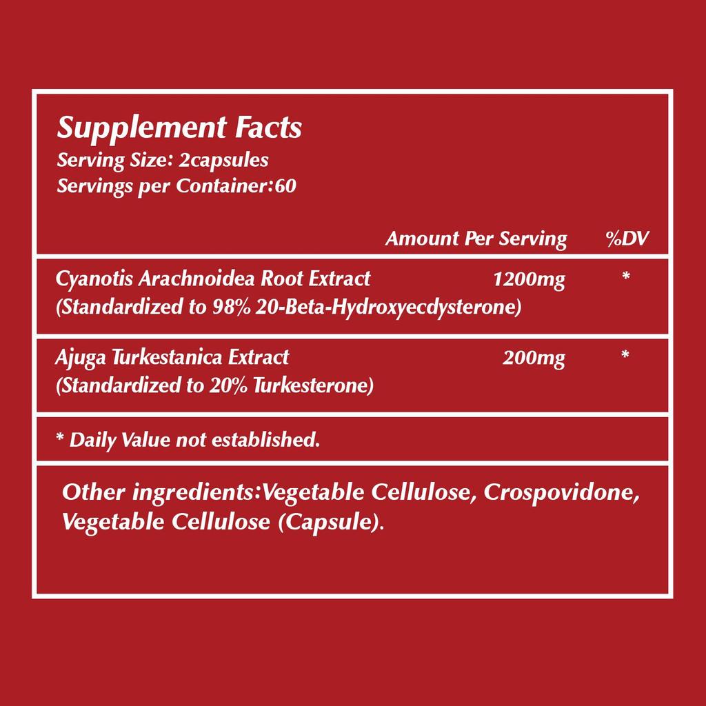 Turkse Ketoon Supplement Capsules, 1400 mg per portie, helpen de sportprestaties te verbeteren, geschikt voor volwassenen.