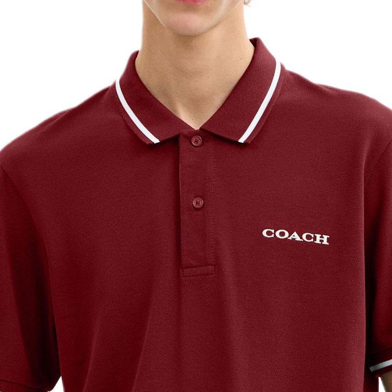 Coach Classic Logo Trim Cotton Polo Shirt Men Tops CBW44-WTG