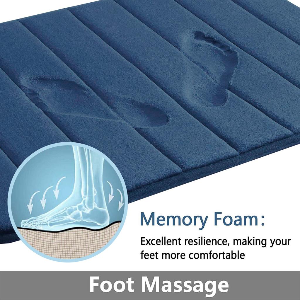 Memory Foam Bath Mat Toilet Mat Extra Soft Non-Slip Bathroom Mat Super Absorbent Bath Mats for Bathroom Floor Bath Rug Foot Mat