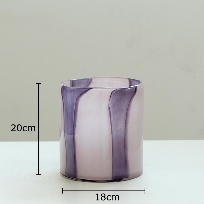 

Dreamy Purple Striped Glass Vase Plant Pot Table Decoration Flower Arrangement Hydroponics Floral Vases Room Aesthetic Decor