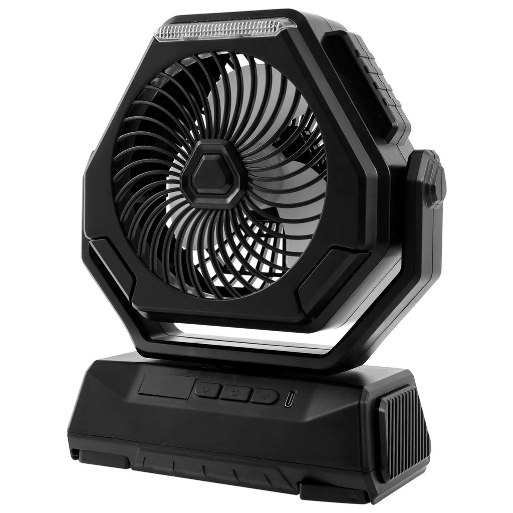 270° Kopfrotation Campingventilator mit LED-Licht und Haken 6000mAh USB-Akku-Betriebener Ventilator für Outdoor-Reisen Camping Angeln Neu