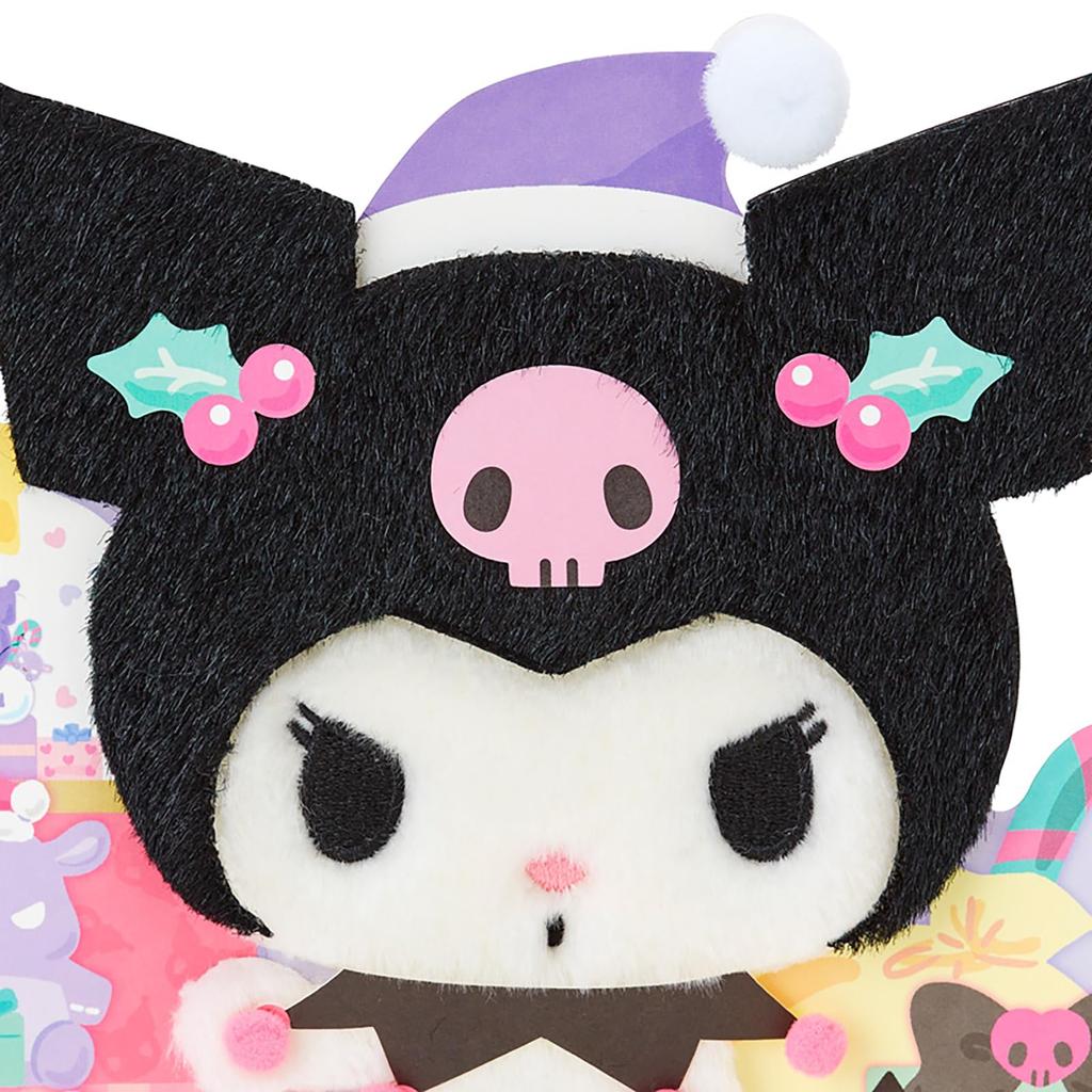 Felicitare de Crăciun Sanrio cu melodie luminoasă, felicitare cu mesaj pufos Kuromi, 109975 și JXPM30-4