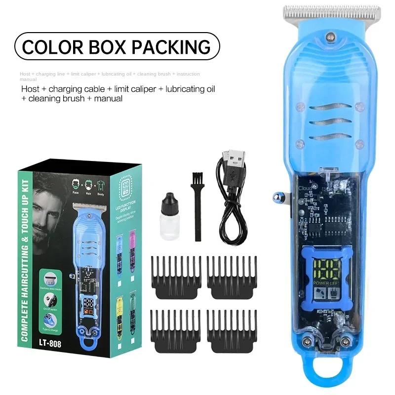 

Transparent Electric Hair Trimmers Professional Hair Cutting Machine Rechargeable Clipper For Men Cordless Hair Cut Machine синій