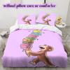 Curious GeorgePattern Bedding Quilt Set Quilt Cover Pillowcase Home Decoration Birthday Gift (1 * duvet cover + 2 * pillowcase, without core)
