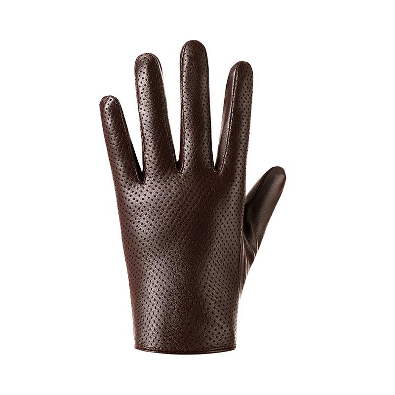 Leather Gloves Men's Thin Spring and Autumn Can Touch the Screen Fashionable Driving Riding Motorcycle Handsome First Layer Sheepskin Breathable