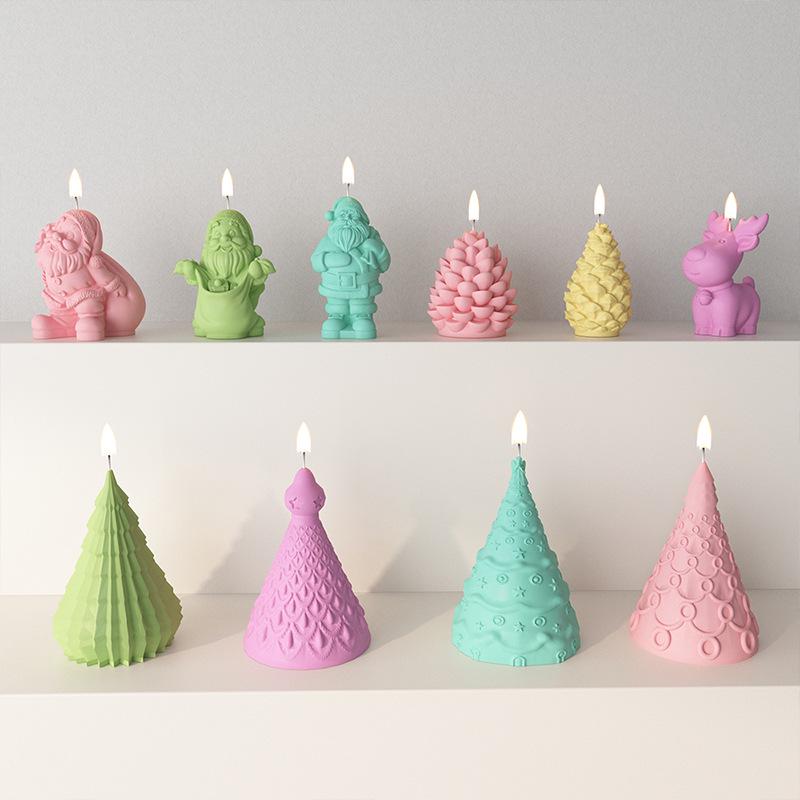 Christmas Pine Tree Scented Candle Silicone Mold, Easy Demolding for Decorative Plaster and Epoxy Resin Ornaments